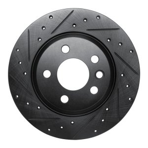 Volkswagen EuroVan Brake Rotor (1) - Rear Left - R1 Concepts - Drilled & Slotted - Black - `01-`03